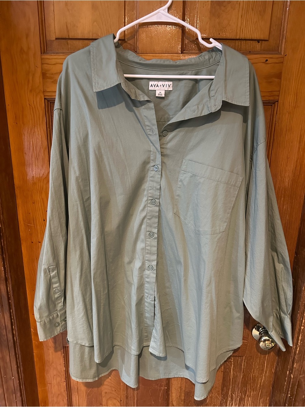 Ava & Viv Light Sage Green Button-Down Shirt